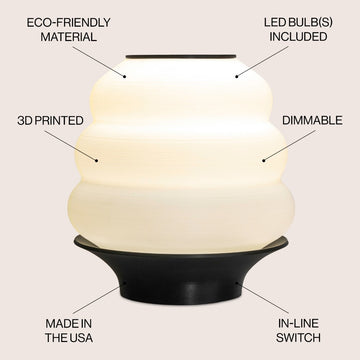 Honey Pot Minimalist Classic Plant-Based PLA 3D Printed Dimmable LED Table Lamp - JONATHAN Y